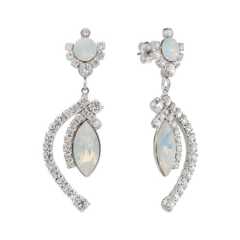 Wedding Earrings "J'Adore V (White Opal)" with Swarovski™ Crystals