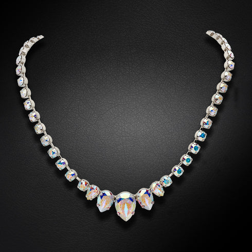 Wedding Necklace "Leonora (Aurora Borealis)" with Swarovski™ Crystals