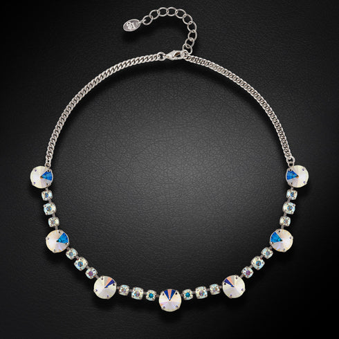 Kāzu kaklarota "Vorteks II (Aurora Borealis)" ar Swarovski™ kristāliem