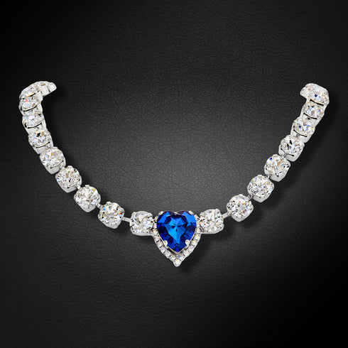 Kāzu kaklarota "Svētais Valentīns II (Bermuda Blue)" ar Swarovski™ kristāliem