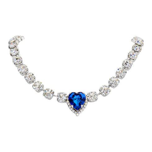 Kāzu kaklarota "Svētais Valentīns II (Bermuda Blue)" ar Swarovski™ kristāliem