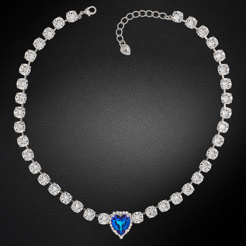 Kāzu kaklarota "Svētais Valentīns II (Bermuda Blue)" ar Swarovski™ kristāliem