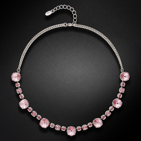 Kāzu kaklarota "Vorteks II (Light Rose)" ar Swarovski™ kristāliem