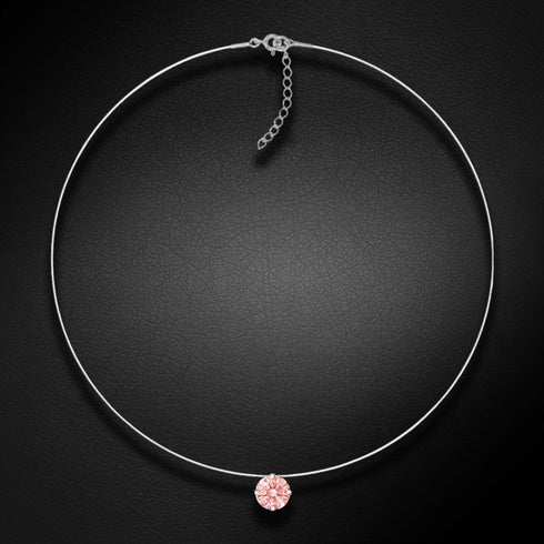 (Ekskluzīvs) Neredzamā sudraba kulons (Fancy Morganite) ar Swarovski Zirconia Pure Brilliance kristālu