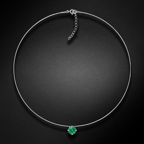 (Ekskluzīvs) Neredzamā sudraba kulons (Green) ar Swarovski Zirconia Pure Brilliance kristālu