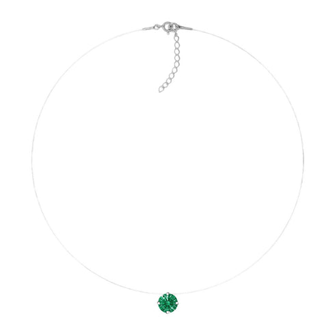 (Ekskluzīvs) Neredzamā sudraba kulons (Green) ar Swarovski Zirconia Pure Brilliance kristālu
