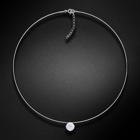 (Ekskluzīvs) Neredzamā sudraba kulons (Silk White) ar Swarovski Zirconia Pure Brilliance kristālu
