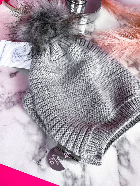 STERNTALER pelēka cepure ar bumbuli meitenēm (12-18 mēneši)