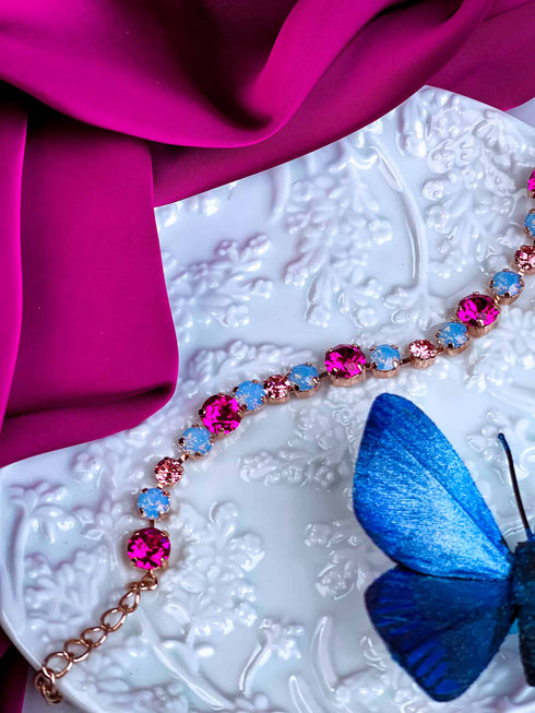 Rokassprādze "Krāsainība" - maigi zila ar fuksijas