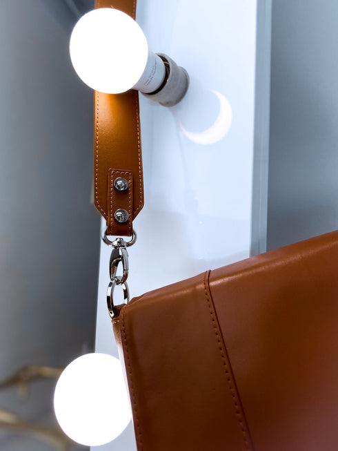 Ruda odinė pečių krepšys/rankinė