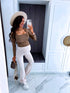 Basic PUSH-UP tops with square neckline - light brown