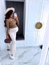 Basic PUSH-UP tops with square neckline - light brown