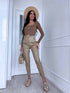 Basic PUSH-UP tops with square neckline - light brown