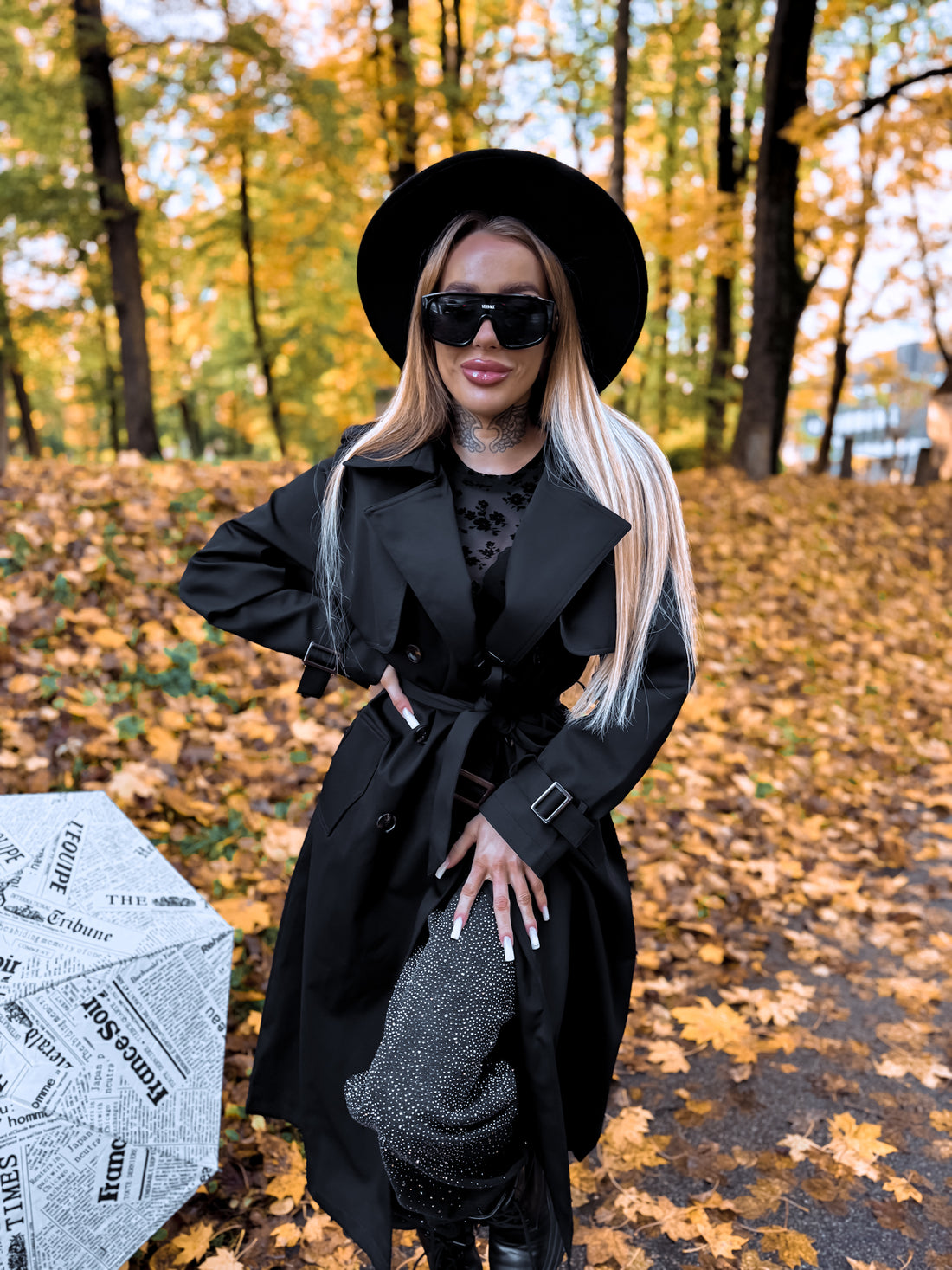 Trench coat "KANEL NA3072" - BLACK