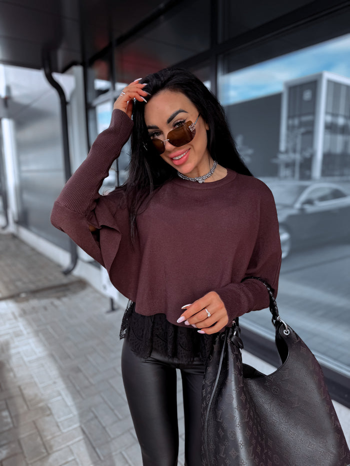 2-in-1 sweater + top "DOUBLE TAKE 5173L" - CHOCO