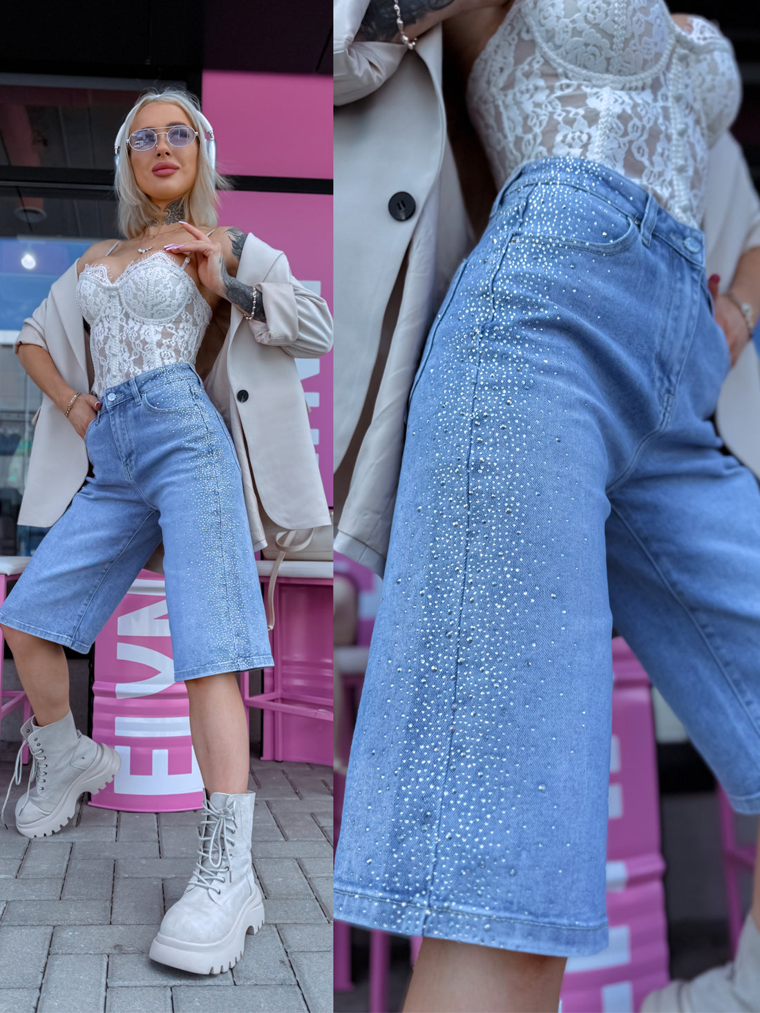 Denim shorts "MONEY LINE" MG-1025 - LIGHT BLUE