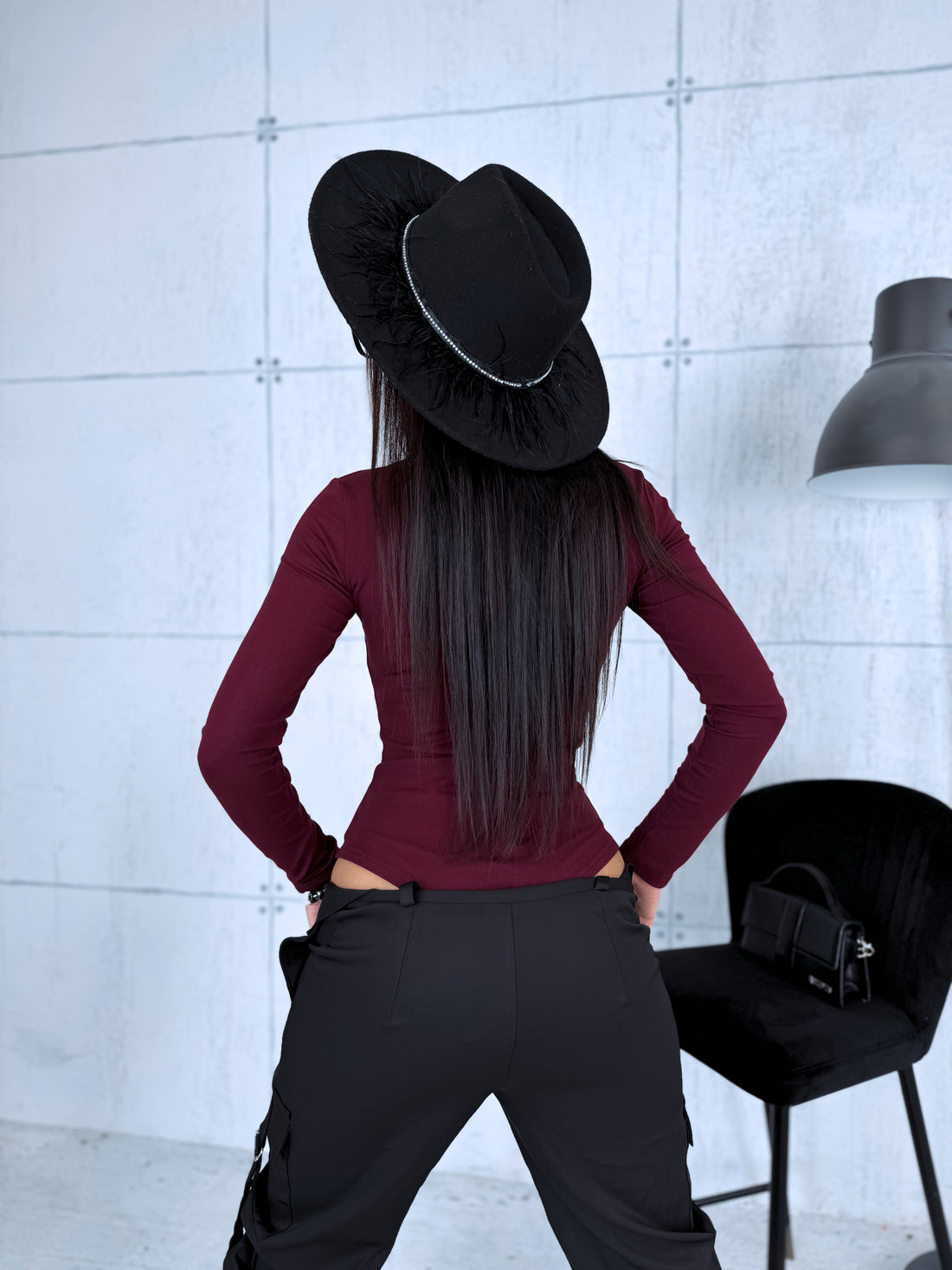 Bordo VIENTOŅA bodijs ar augsto apkakli H73 PRE-ORDER
