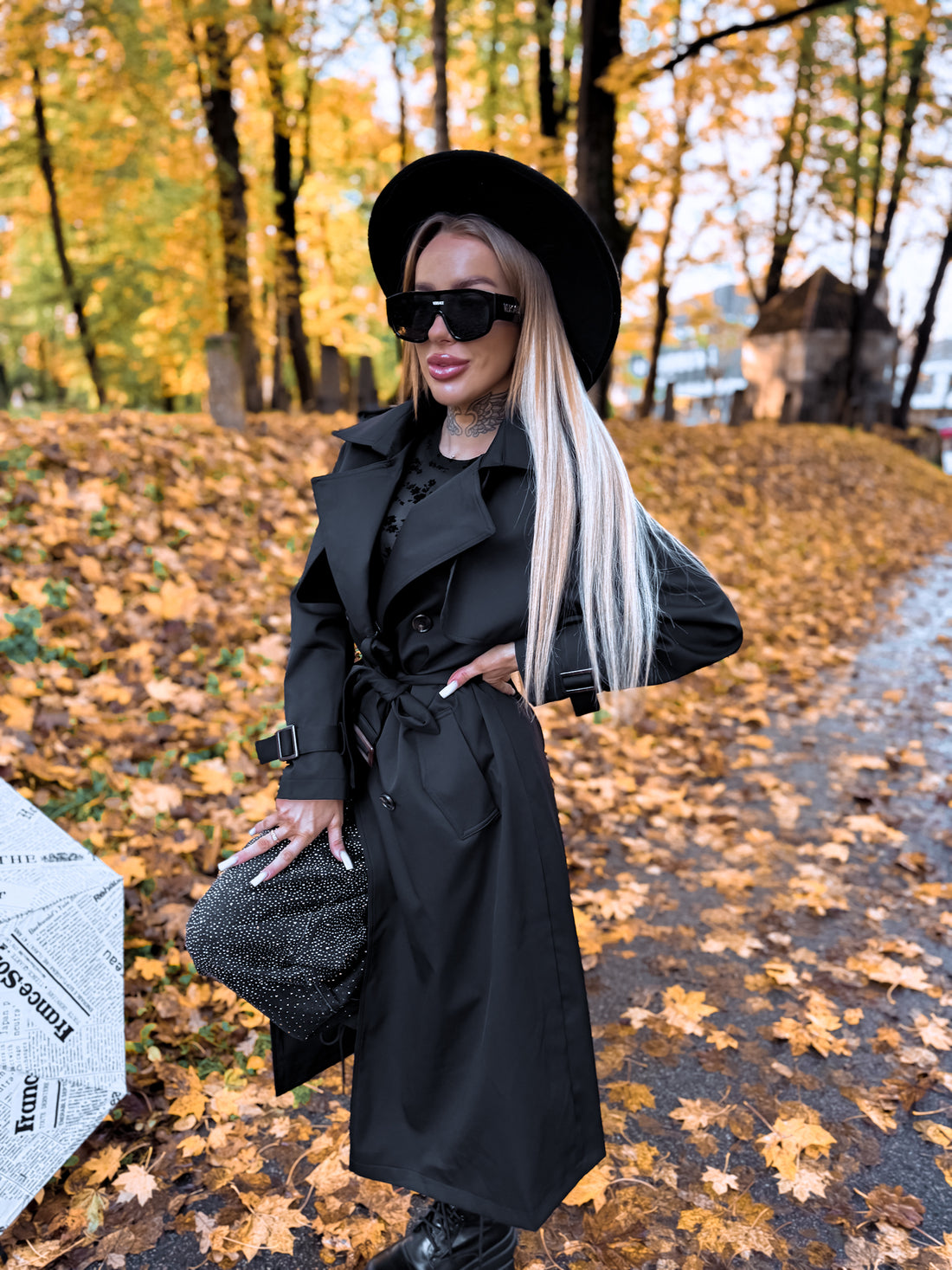 Trench coat "KANEL NA3072" - BLACK