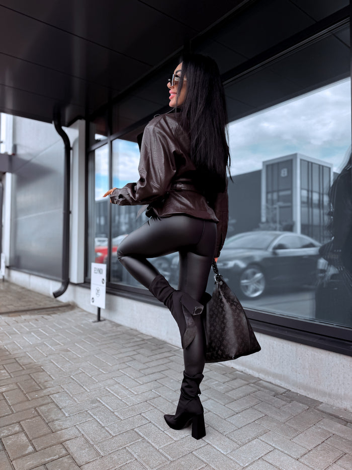 Faux leather jacket "DANGEROUS 16193" - CHOCO