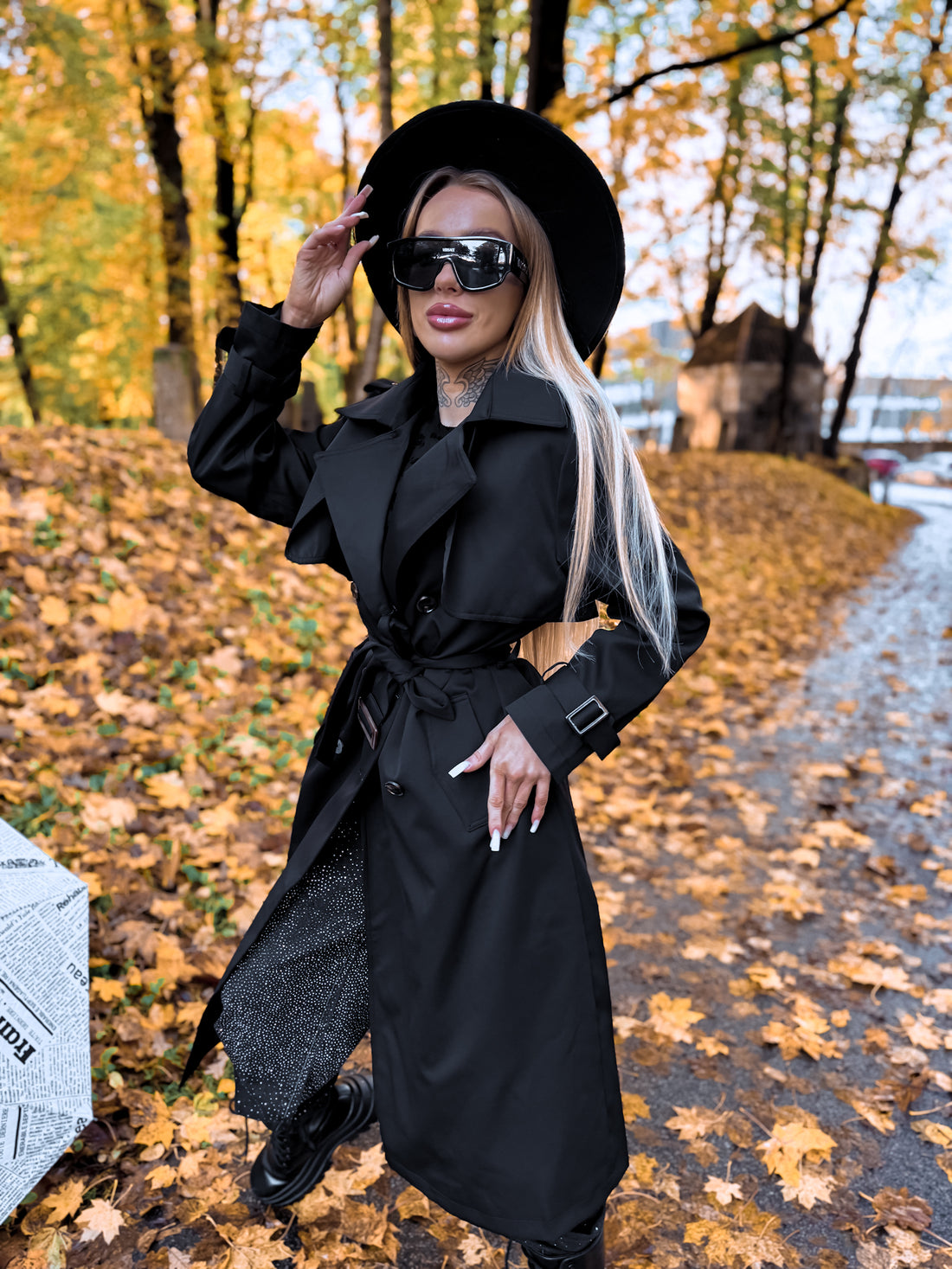 Trench coat "KANEL NA3072" - BLACK