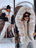 Short puffer jacket "OLYMP FC7631" – BLACK WITH BEIGE FUR PRE-ORDER