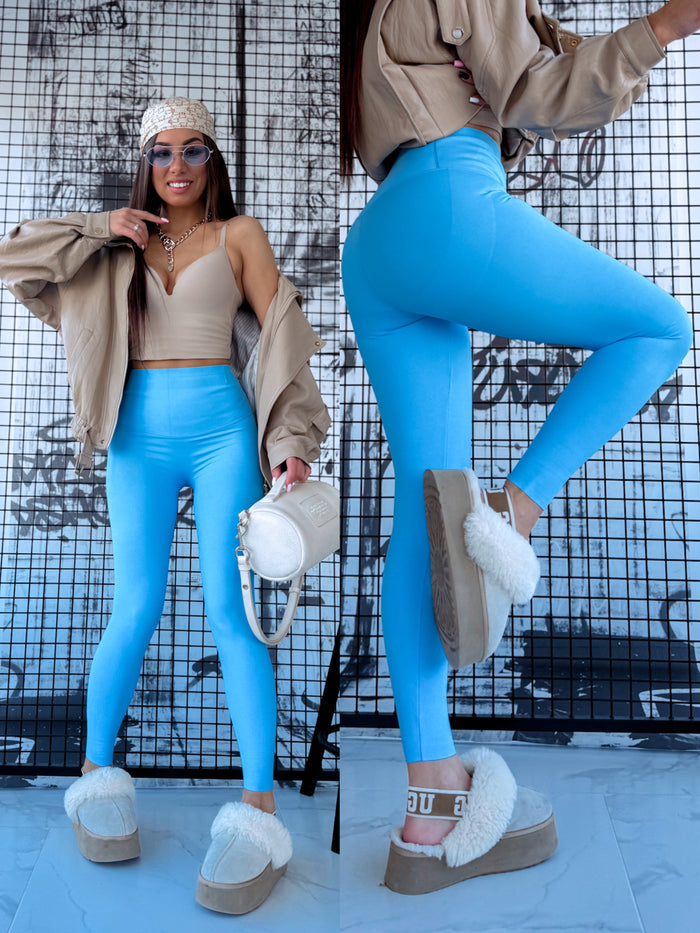 Deceptive Leggings with Straps 3286 - LIGHT BLUE 
