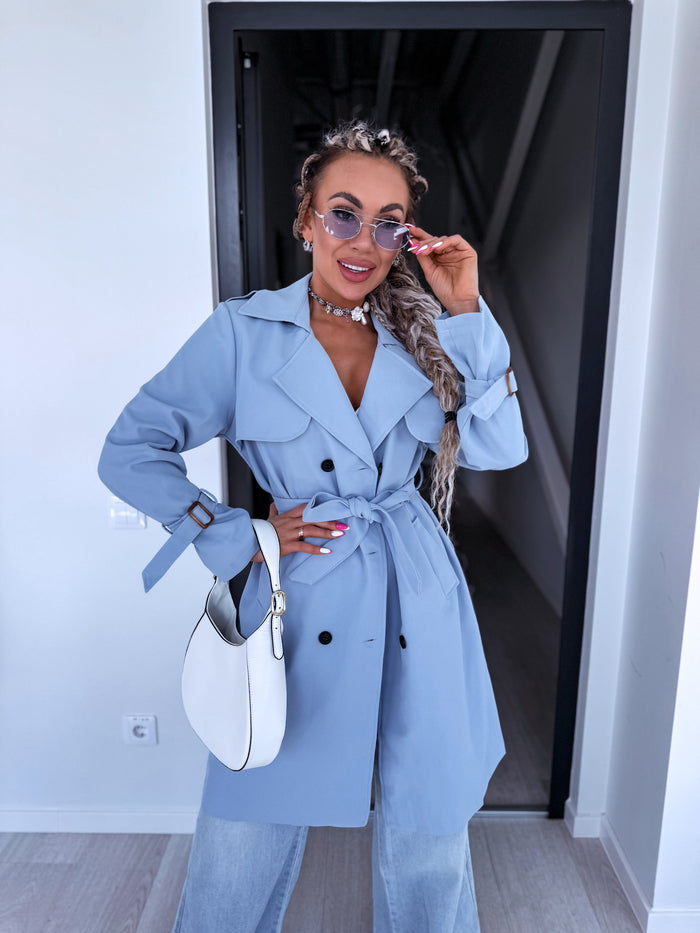 Extended trench coat "Spring season 6180" - light blue 