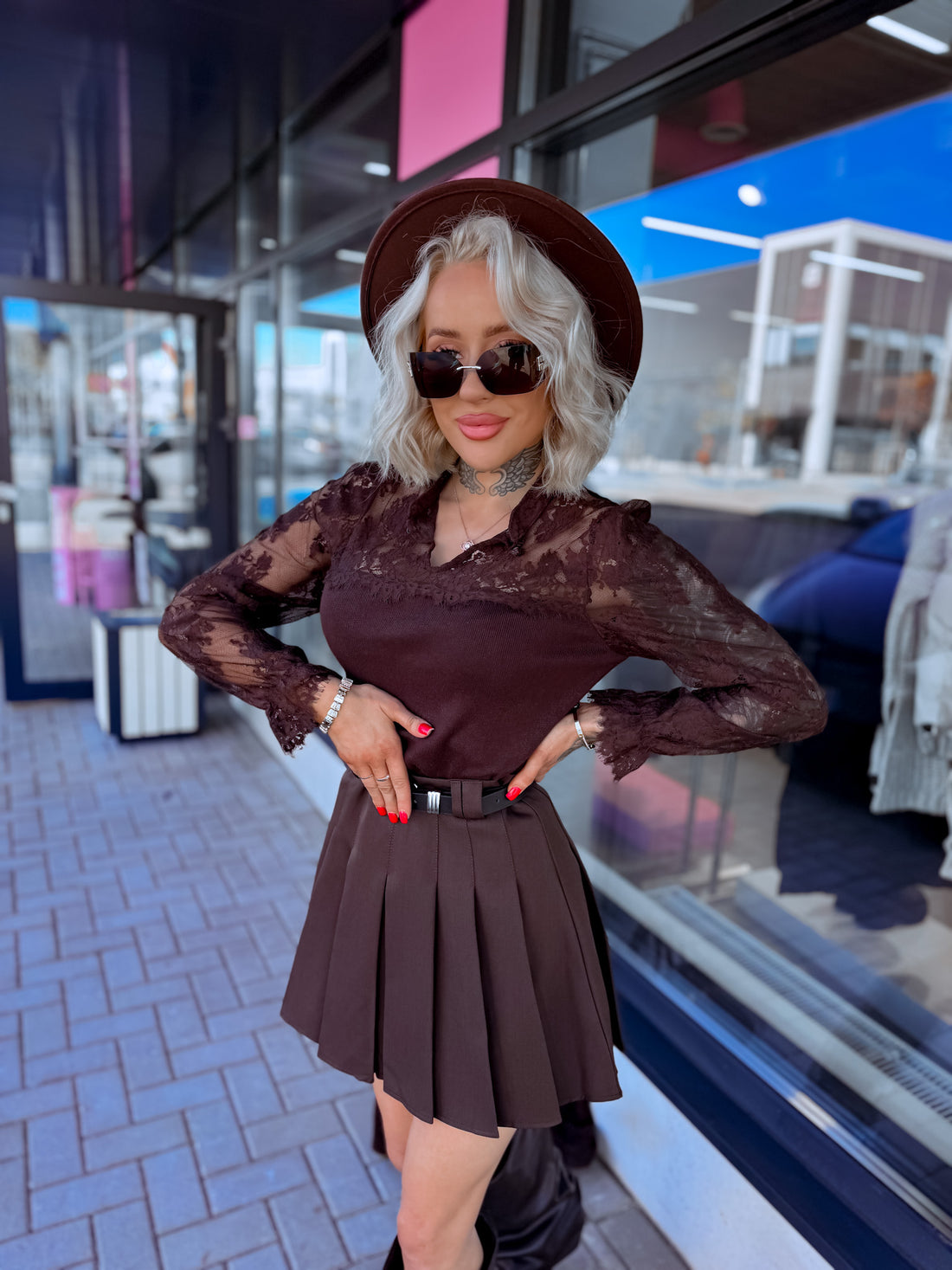 Pitsvarrukatega topp "ISABELLE MC2933" - CHOCO