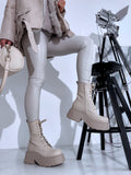 Lace-up boots "LuLu Y2069" - BEIGE 
