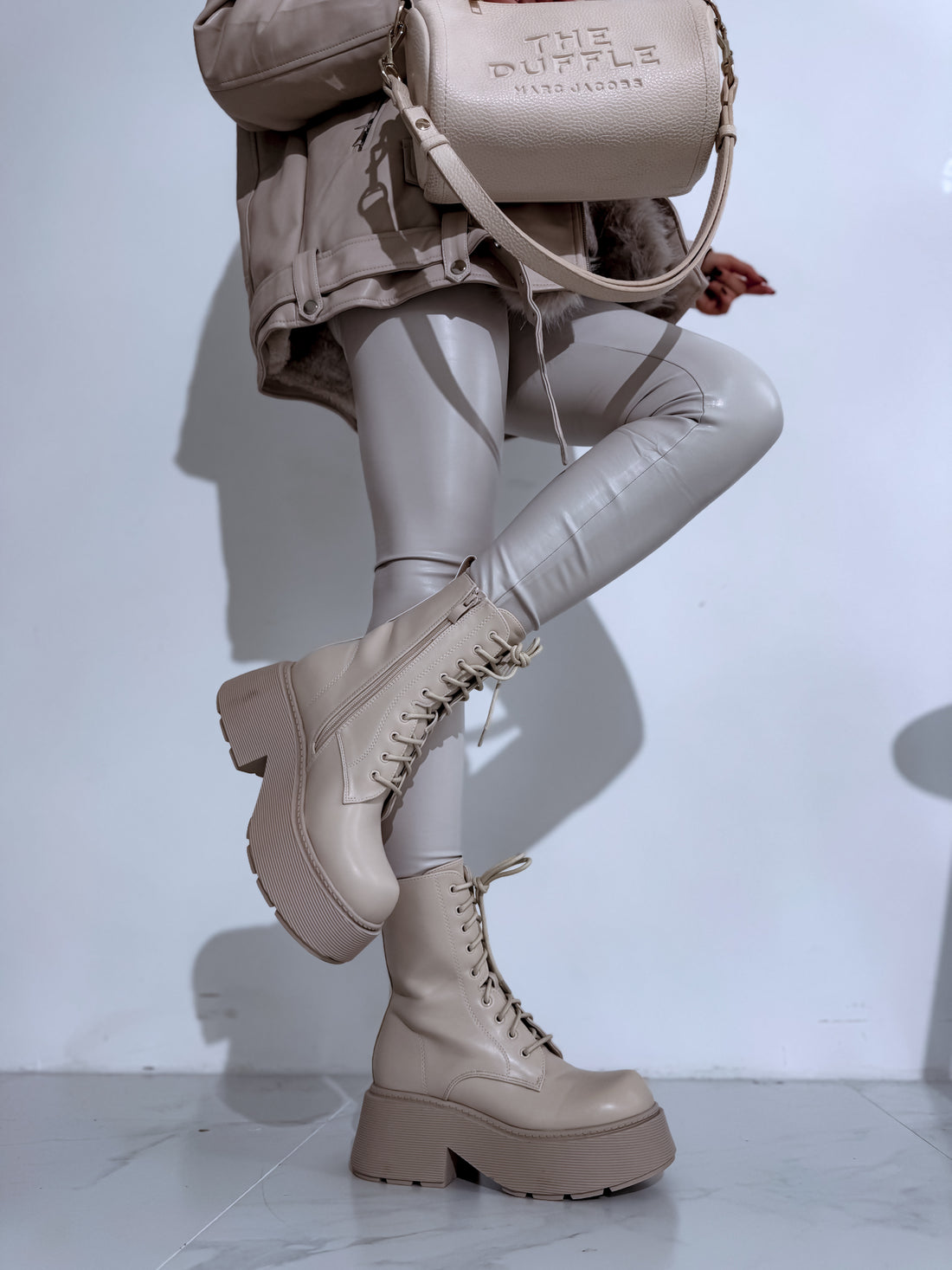 Lace-up boots "LuLu Y2069" - BEIGE 