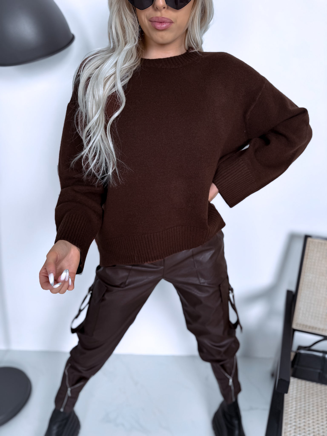 Kootud kampsun "HURRICANE PL-4950" - CHOCO