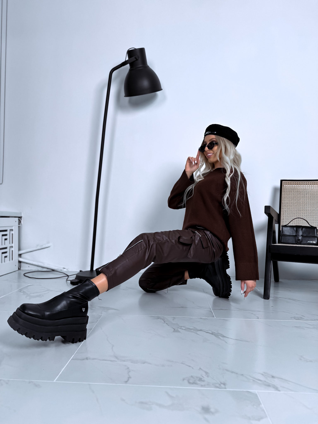 Kootud kampsun "HURRICANE PL-4950" - CHOCO
