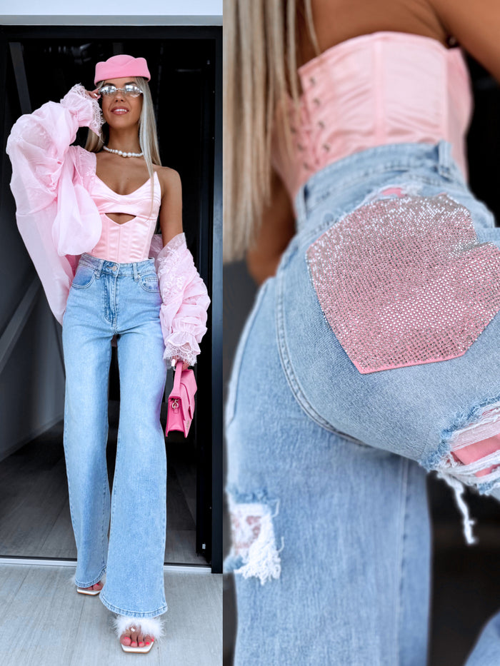 "PINK DRIP Y3517-2" jeans - LIGHT BLUE 