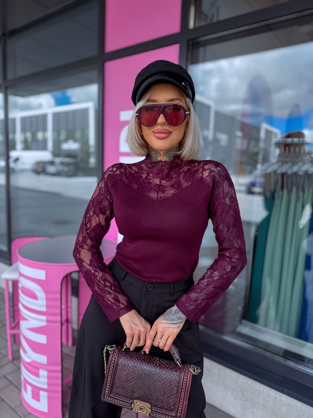 Palaidinė su nėrinių rankovėmis "Take Control 06166" - VIOLETINĖ