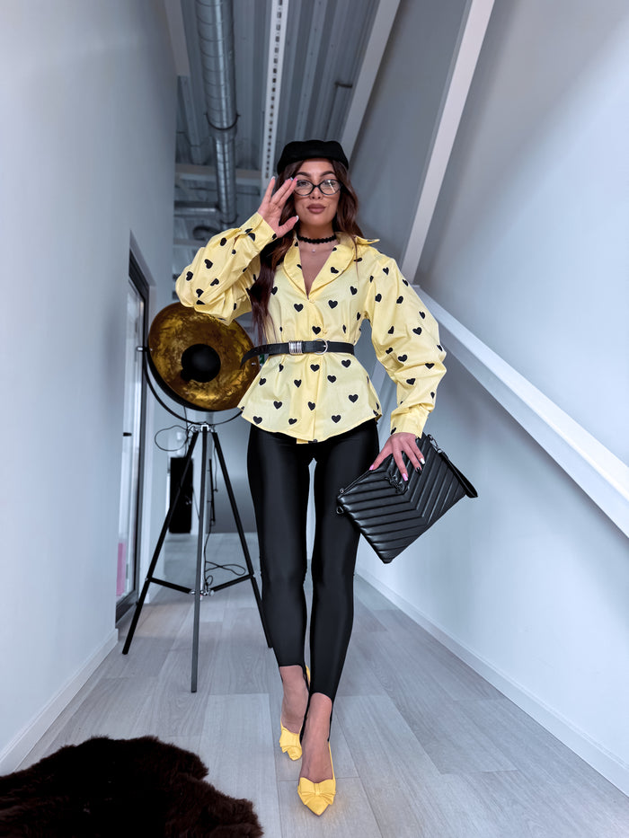 Medvilnės marškiniai "HONEY HEARTS" H13782 - GELTONA