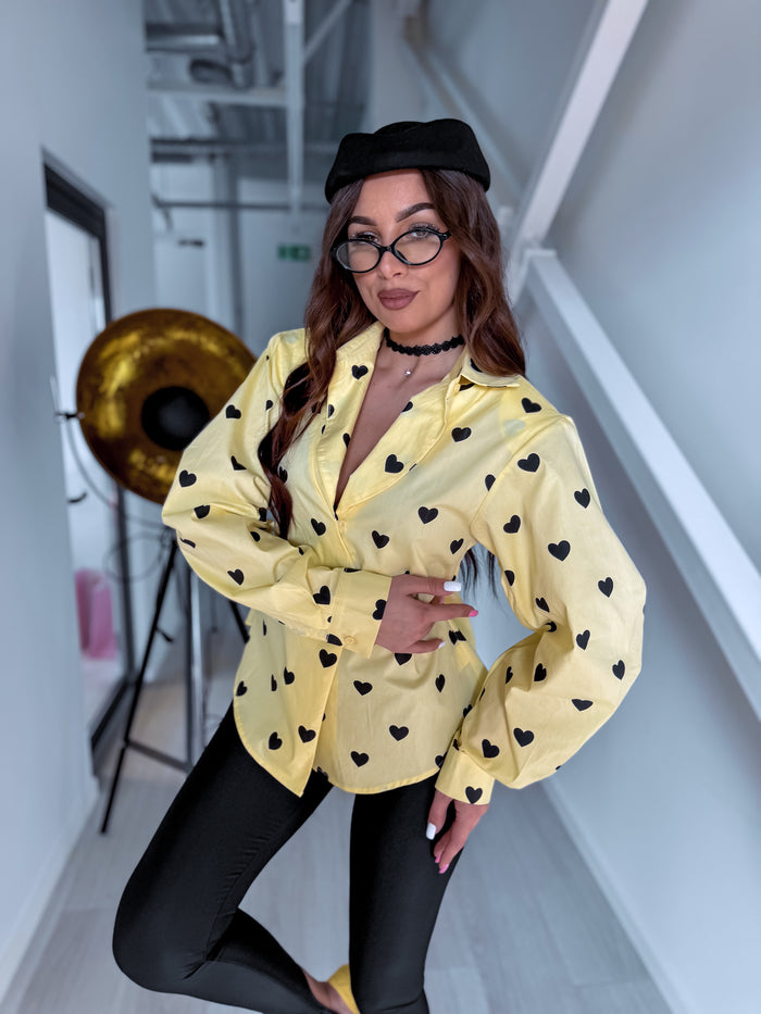 Medvilnės marškiniai "HONEY HEARTS" H13782 - GELTONA
