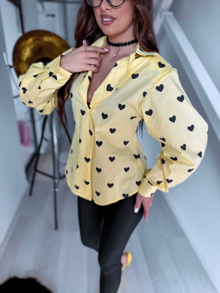 Medvilnės marškiniai "HONEY HEARTS" H13782 - GELTONA