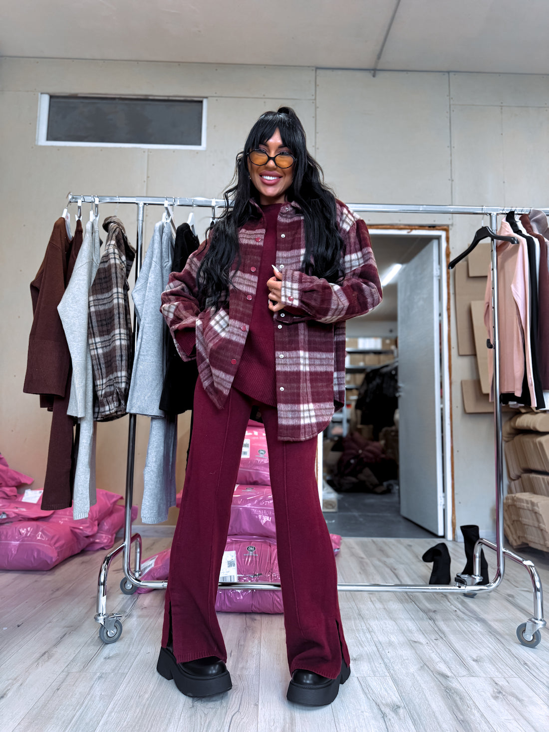 Check shirt "RAINY DAY" VMC58 – BURGUNDY