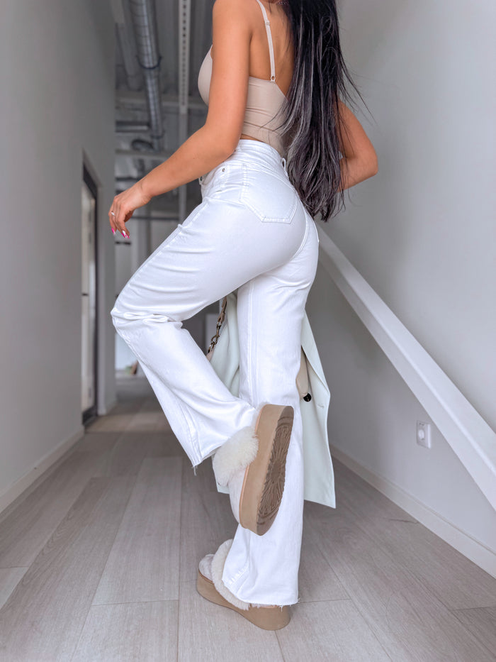 WIDE LEG džinsa bikses "WHITE LOTUS 8803" - BALTAS