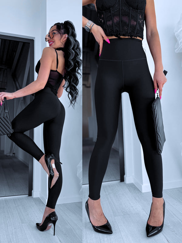 Legingi "SLIM WAIST J089" - MELNI PRE-ORDER