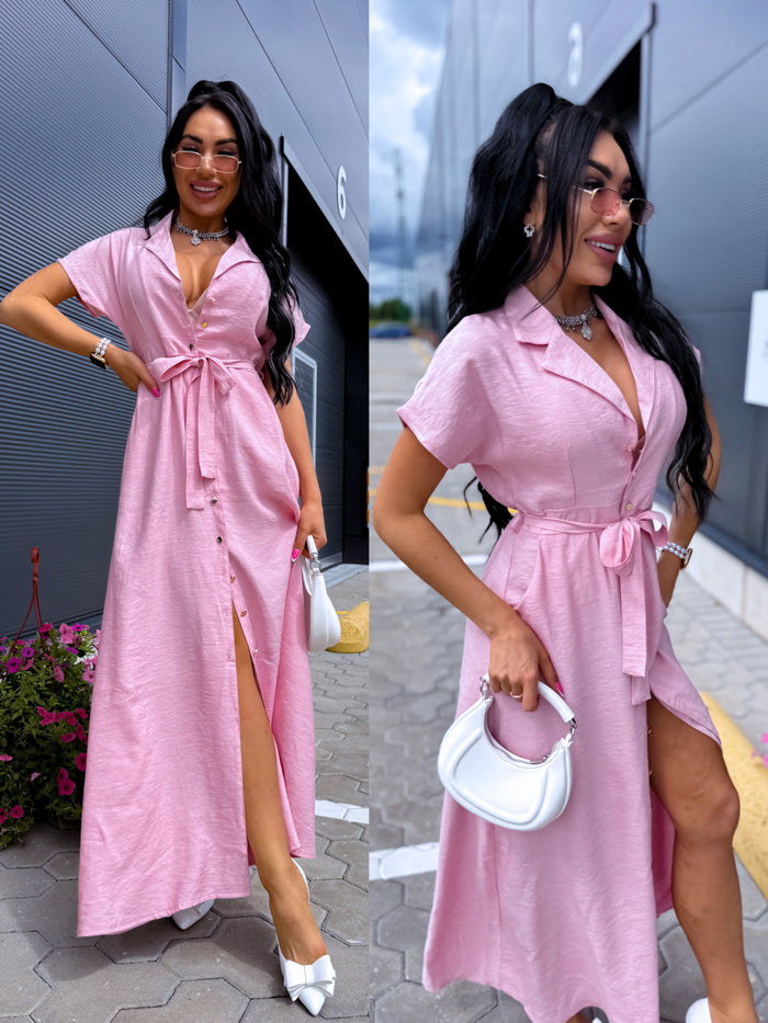 Dress + Belt "AURA DG88011" - SOFT PINK