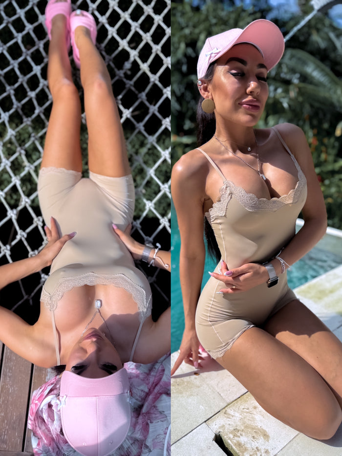 ELYNDI short suit with lace edge - BEIGE 9691