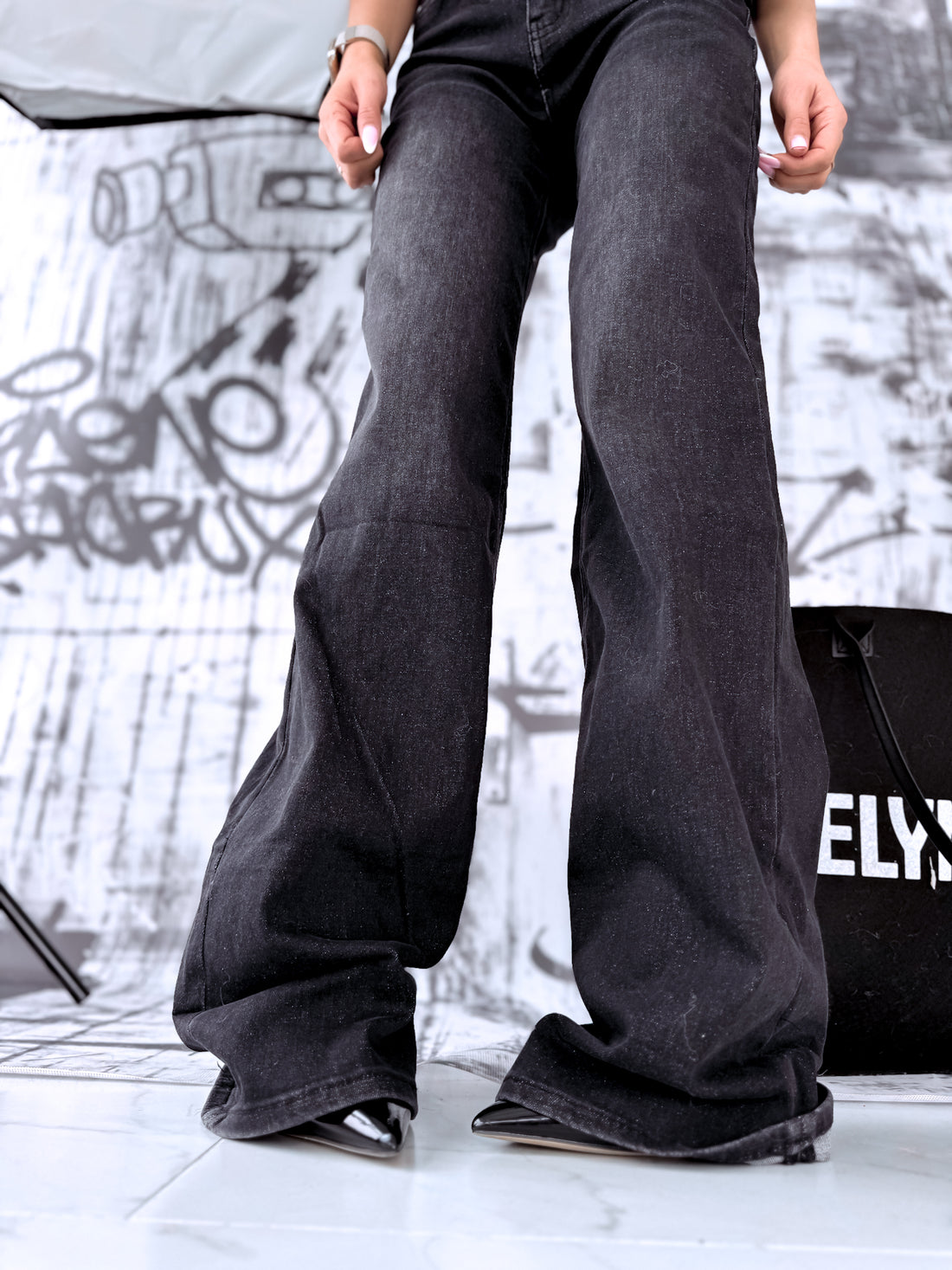 EXTRA LONG džinsa bikses "STEEL FLOW" DJ2735 - TUMŠI PELĒKAS PRE-ORDER