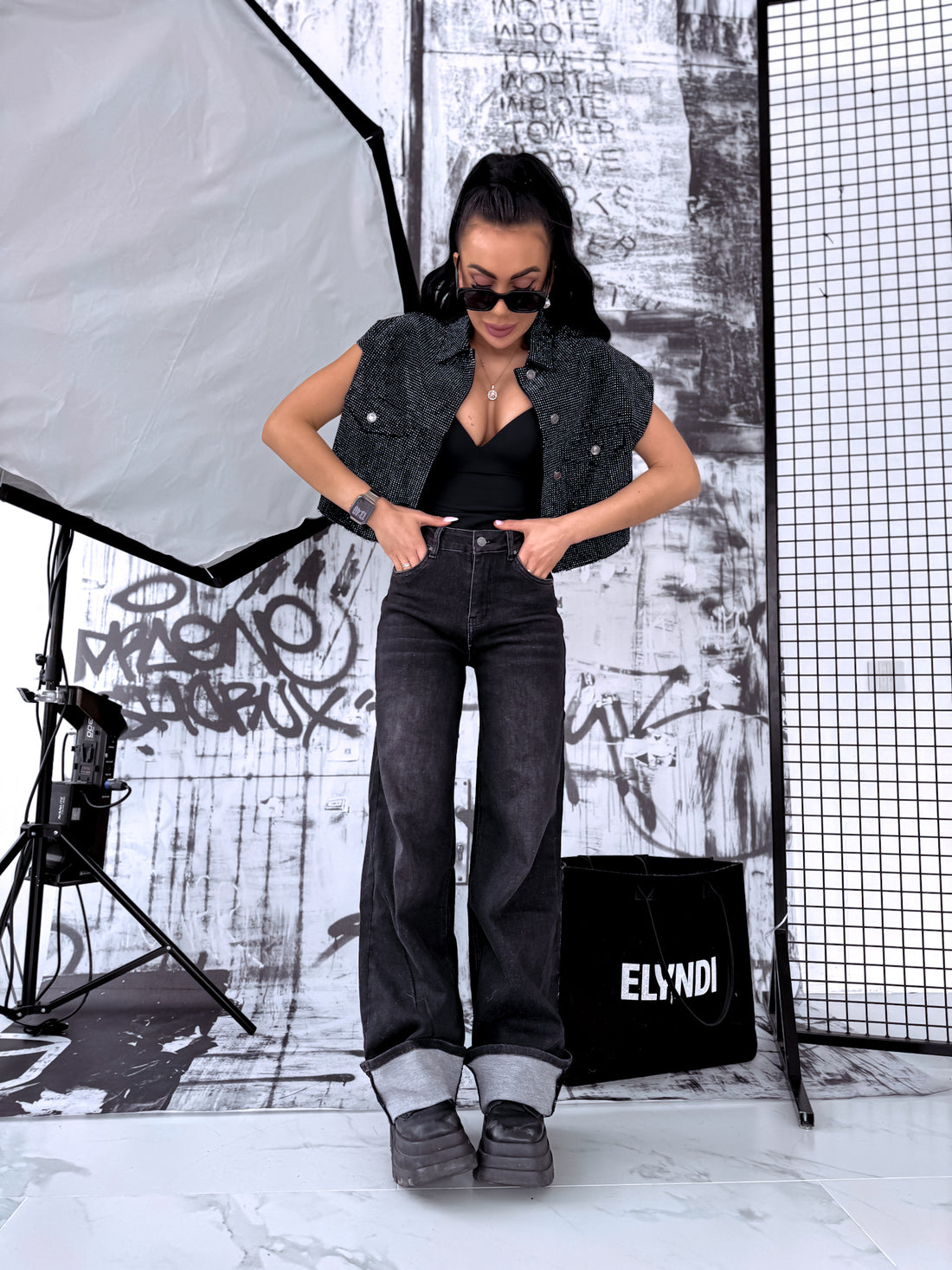 EXTRA LONG džinsa bikses "STEEL FLOW" DJ2735 - TUMŠI PELĒKAS PRE-ORDER