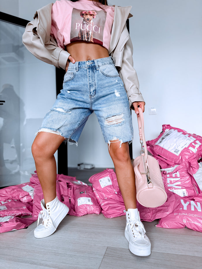 Shorts with Rips "RENEGADE" S8068- LIGHT BLUE