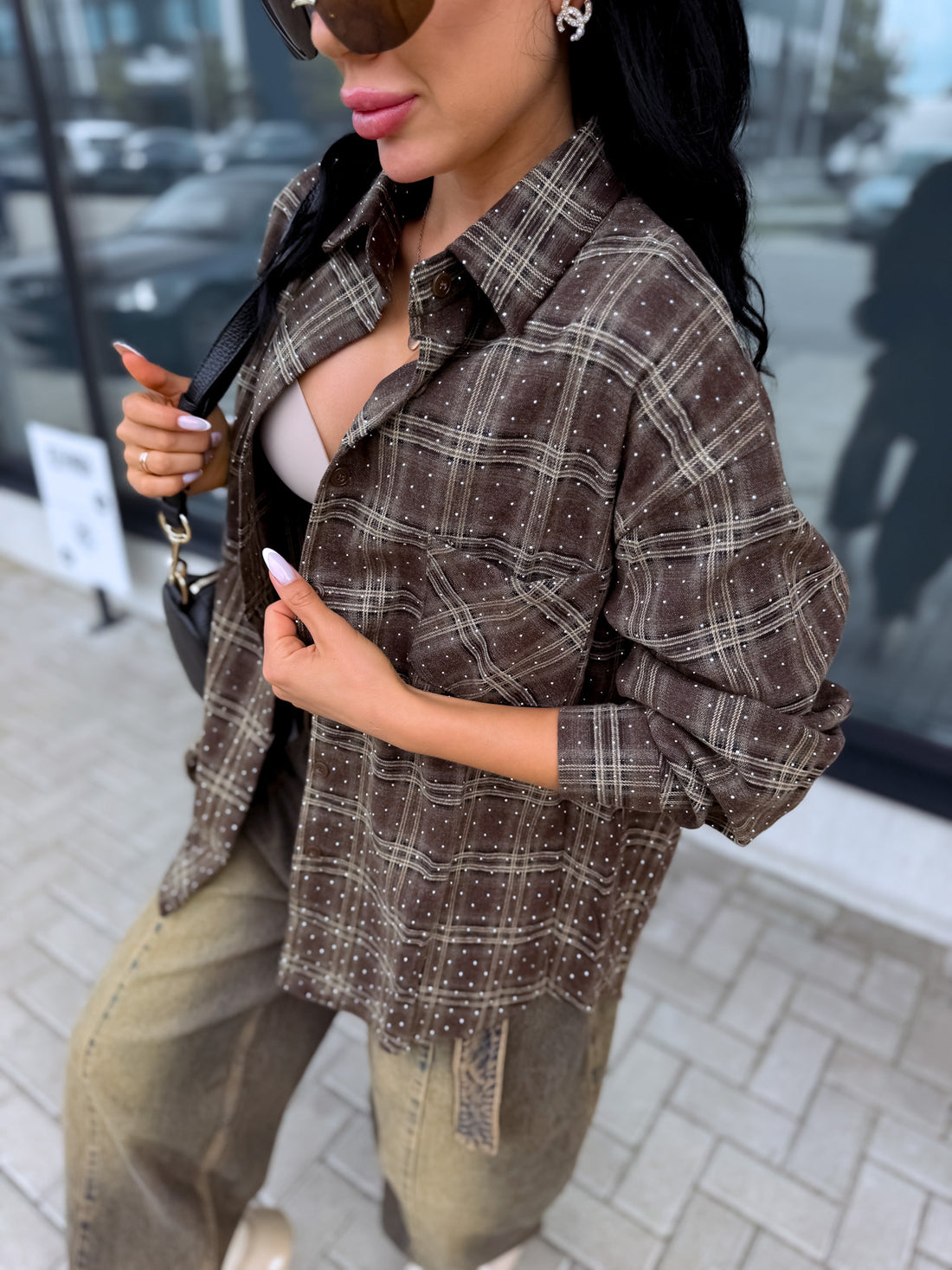 LUX ruuduline särk "KIND" LM81 - CHOCO