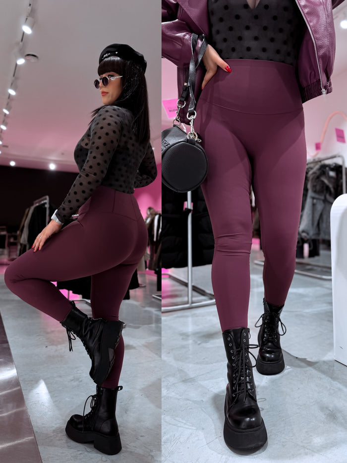 Slimming leggings with stirrups 3286 - PURPLE