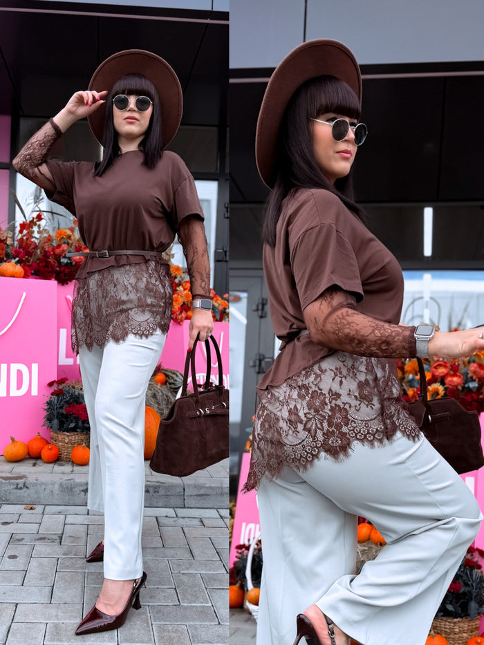 Lace T-shirt + belt "ANOTHER 20893" - CHOCO PRE-ORDER