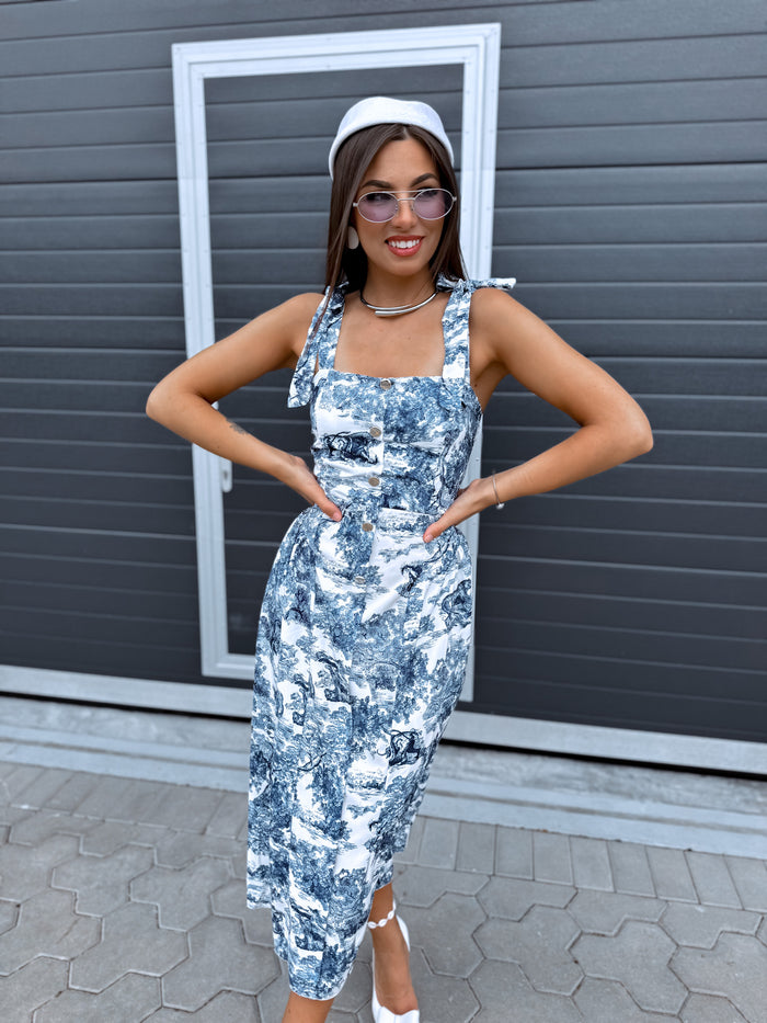 Dress "HAWAII CHARM" 1363 - BLUE WITH WHITE 