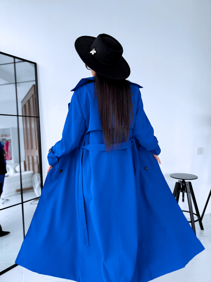 Lightweight autumn trench coat - bright blue 